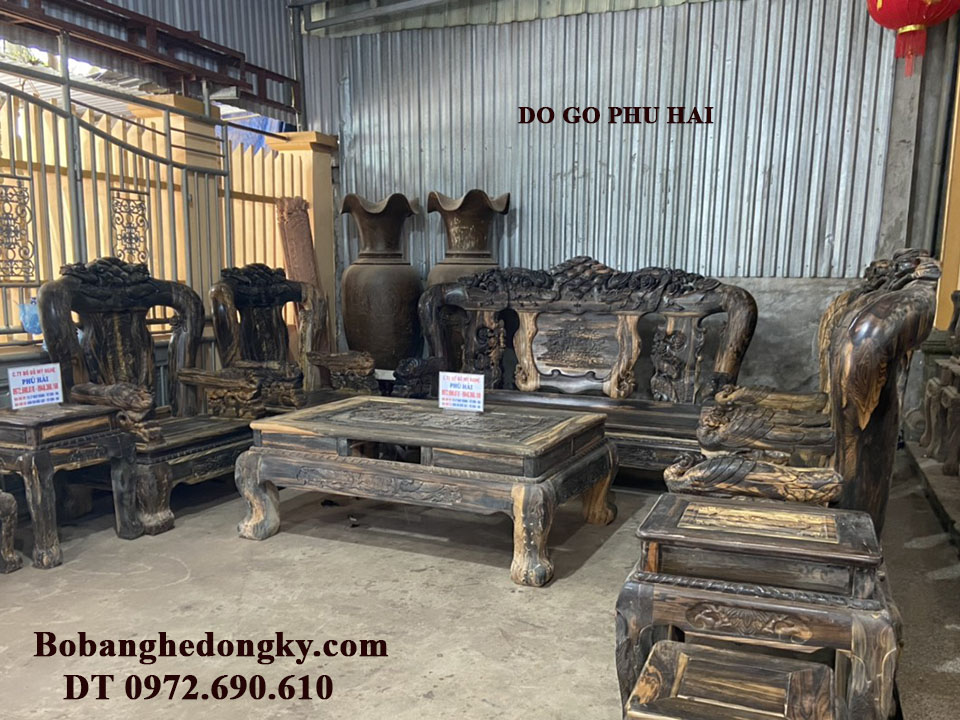Bàn ghế phòng khách gỗ mun